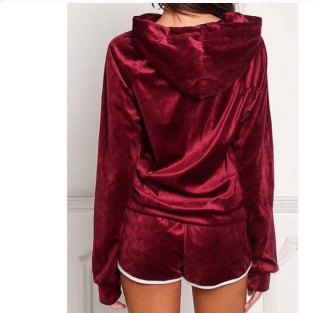 Red Velvet Shorts & Hoodie Set - Picture 2 of 2